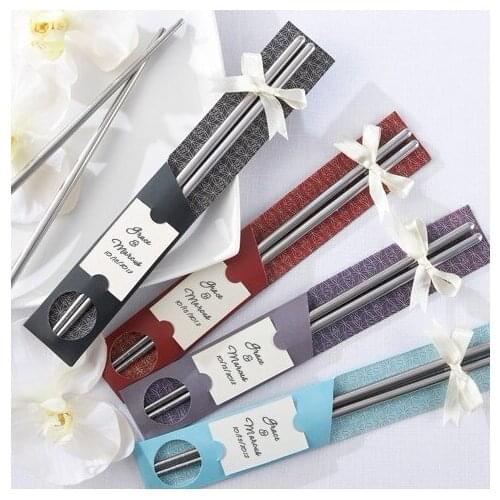 New!!! free shipping 200 pairs/lot wedding gift souvenirs of stainless steel chopstick sets favors, party return gifts for guest