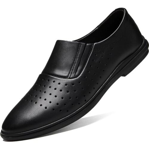 Genuine Leather shoes Men Loafers Slip On Business Casual Leather Shoes Classic Soft Moccasins Breathable Men Shoes Flats