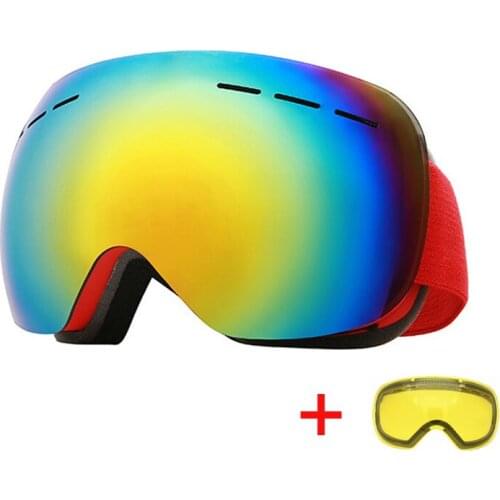 Men Women Ski Goggles with Night Vision Lens Winter UV400 Anti-fog Skiing Skating Goggles Outdoor HD Snowboard Glasses Mask