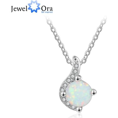 Opal Stone Pendants Necklaces For Women 925 Sterling Silver Fashion Jewelry Party Gift For Her (JewelOra NE103146 )