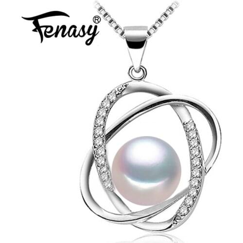 FENASY Pearl Jewelry New Custom 925 Sterling Silver Flower Pendant Genuine natural Pearl Necklaces For Women