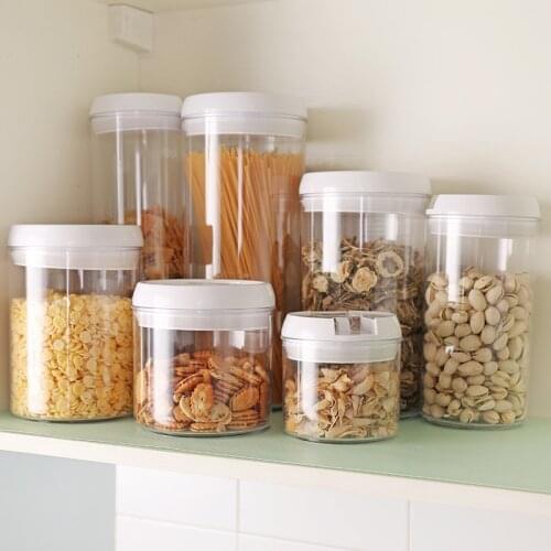 Plastic Round Sealed Bottles Kitchen Food Storage Container Noodel Grains Candy Jars Keep Fresh Food Organizer Storage Box Tank