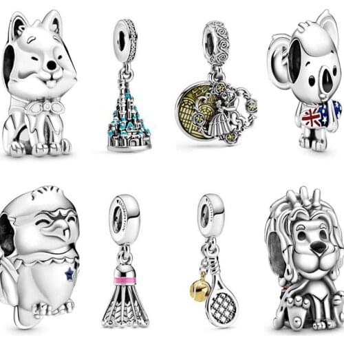 925 Sterling Silver Charm 2020 Pre-Autumn Tennis Racket Dangle Beads Fit Pandora Bracelet & Necklace Jewelry