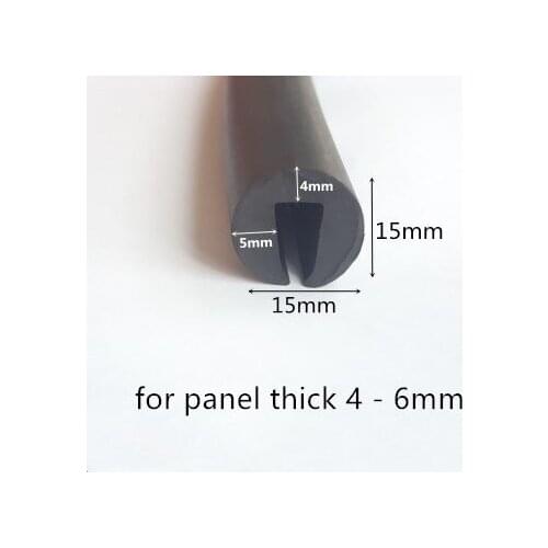 Rubber Sealing U Strip 15x15x15mm for 4 - 6mm thick Glass Metal Car Wood Panel Board Edge Encloser Shield Black