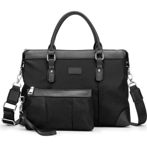 Men Briefcase Messenger Bags Oxford Leather 14'' Laptop Bag Unisex Briefcases Office Business Tote For Document Boy School Bags