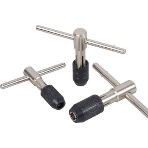 T-Handle Reversible Single Tap Wrench Chuck M3-M12 Screwdriver Tap Holder Hand Tool Adjustable Screw Tapping Threading Tool Hot