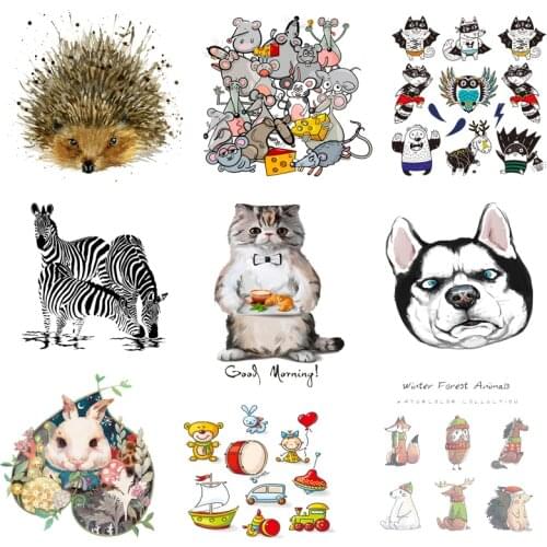 Iron on Transfer for Clothing Thermoadhesive Patches Stickers Diy Animal Cute Patch PVC Vinyl Stripes Thermotransfer for Dress J