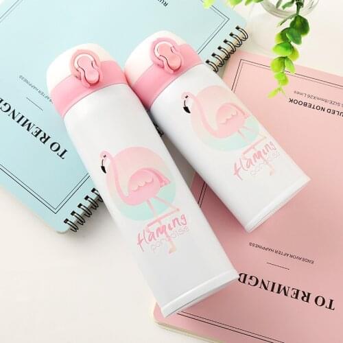 500ML Thermo cup Bouncing Cover Bottle Vacuum flask Cartoon Pattern Thermal Mug Travel Thermos Cup Stainless Steel Tea Mug