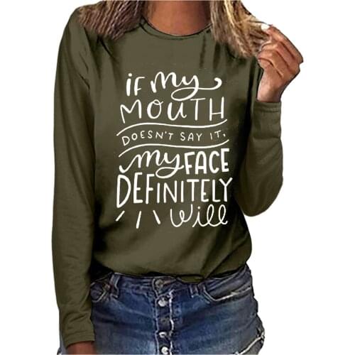 40#Letter Printed T Shirt Harajuku Women Clothing Long Sleeve Pullover Shirts Top Spring O-Neck Casual T-Shirts женские футболки