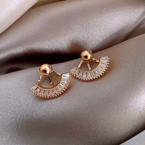 2020 New Arrival Trendy Geometric Exaggerated Fan-shaped Zircon Dangle Earrings For Women Fashion Jewelry Gifts