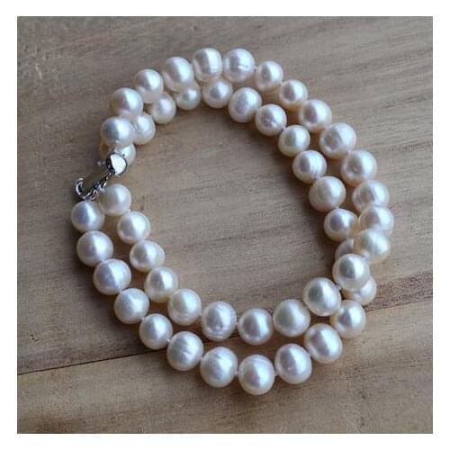 Unique Pearl Jewelry Genuine Pearl Bracelet 9mm 2 rows White Natural Freshwater Pearl Bracelet Charming Ladys Gift Fine Jewelry