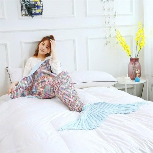 Winter Beautiful Mermaid Tail Blanket Thickened Imitation Cashmere Air Conditioning Soft Handmade Knitted Leisure Sofa Blankets