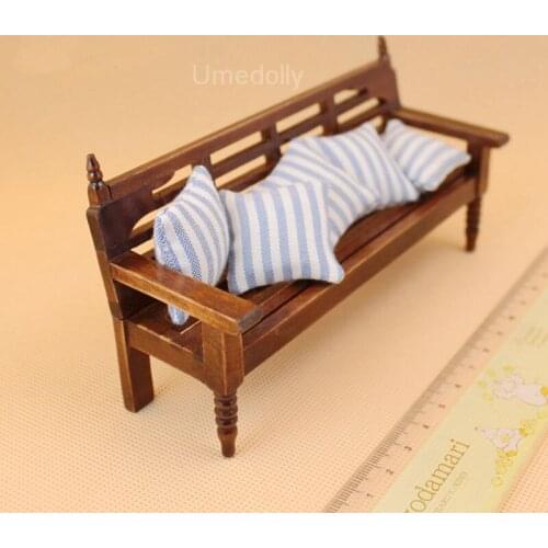 1Set Wooden 1/12 Dollhouse Miniature Funiture Mini Pillow Sofa for 1/12 BJD, OB11 Doll Furniture Accessories