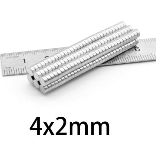 100-1500pcs disc 4x2mm N50 neodymium magnet NdFeB 4mmx2mm nickle rare earth strong magnets 4*2mm