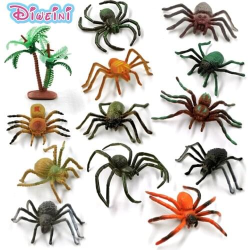 12pcs Simulation Spider Insect Animal Model Lifelike Action Figure Diy Home Decor Educational Gift For Children Kids Hot toy Set