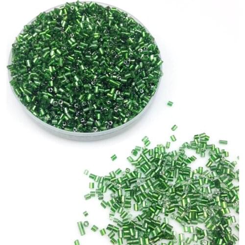 16g 1000pcs 2*3mm Greem Silver Lined Tube Loose Spacer Beads Cezch Glass Seed Beads Handmade Jewelry Making DIY Garment Bead