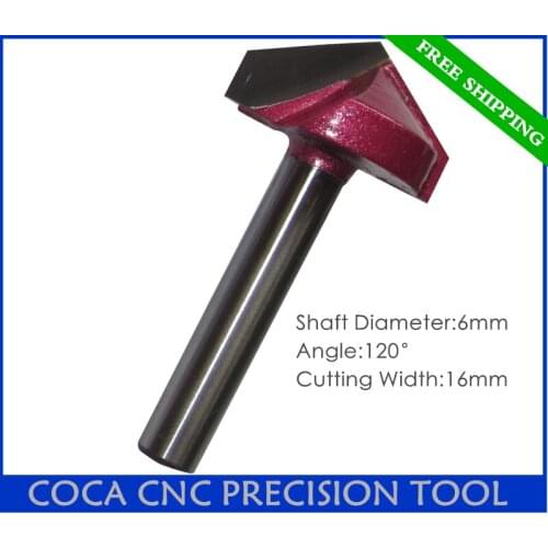 6mm*16mm*120Degree,Freeshipping woodworking CNC router bit,Solid carbide end milling cutter,3D bit,Tungsten steel end mill