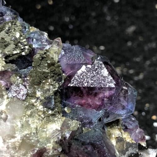 98.7gNatural mirage purple Fluorite Crystal mica arsenopyrite home decoration healing geology teaching mineral specimen