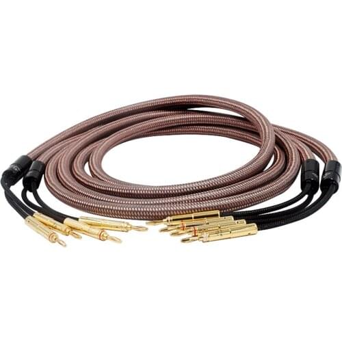 Accuphase Pair HiFi Golden Voice Pure Copper Speaker Cable Fever Audio Connecting Cable With 4 in 4 out Banana Plug
