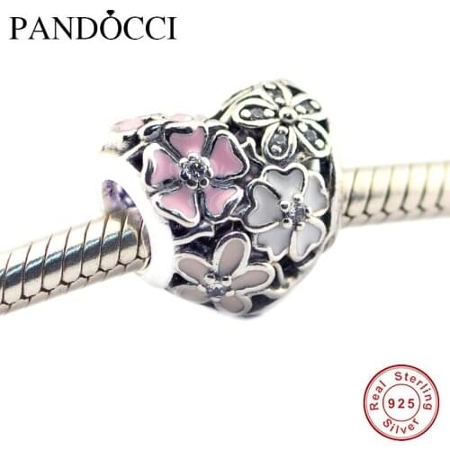 Authentic 100% 925 Sterling Silver Poetic Blooms Charm Beads Fits Pandora Bracelet Charms DIY Fashion Jewelry Women Gifts