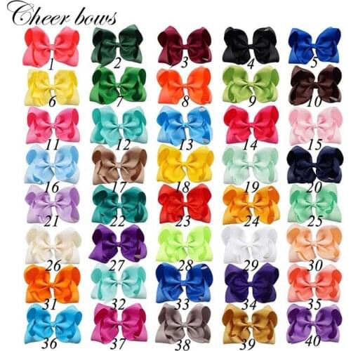 2Pcs/lot 5'' Boutique Solid Grosgrain Ribbon Hair Bow With Alligator Clip For Girl Handmade Baby Children Hair Accessories