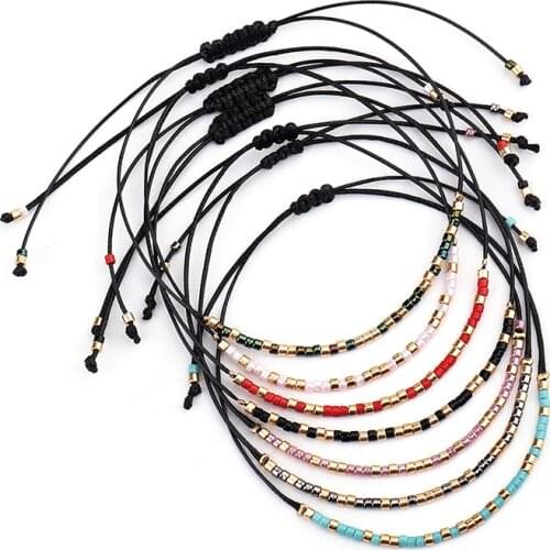 Handmade Bijoux MIYUKI Seed Bead Bracelet Popular Love Lucky Bracelets & Bangles For Women Men Wax Thread Bracelets