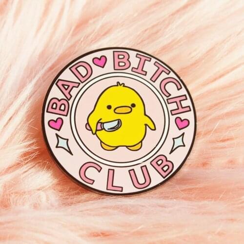 Bad Bitch Club Hard Enamel Pin Cute Webby Knife Duck Golden Brooch Fashion Cartoons Animal Backpack Lapel Pins Jewelry Gift