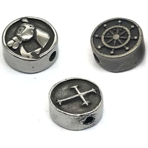 Retro 2mm Horse Cross Bead 316l Stainless Steel Small Hole beads Charms for DIY Beaded Bracelets Jewelry Making