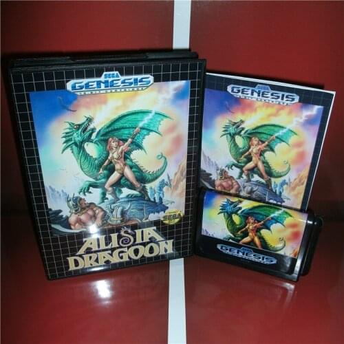 Alisia Dragoon US Cover with box and manual For Sega Megadrive Genesis Video Game Console 16 bit MD card