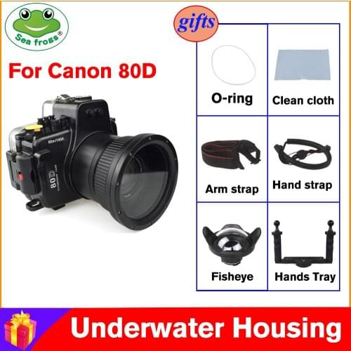 Seafrogs 60M/195ft Underwater Camera Housing Case Waterproof Diving Case for Canon EOS 80D