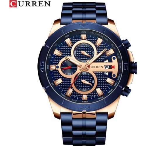 CURREN Business Men Watch Luxury Brand Stainless Steel Wrist Watch Chronograph Army Military Quartz Watches Relogio Masculino