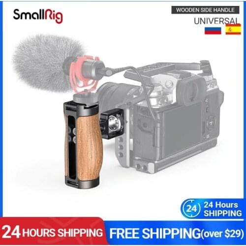 SmallRig Wooden Mini Side Handle (ARRI-Style Mount) Universal Side Handle with Cold Shoe Mount For Sony/Canan/Nikon/Fuji -2914