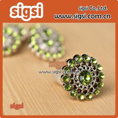Welcome green flower crystal acrylic rhinestone button for shoes accessies