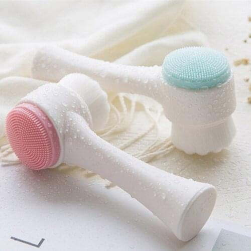 Double-Sided Silicone Facial Cleanser Brush, Manual Blackhead Removal Brush Facial Cleansing Massage Wash Product Size Portable