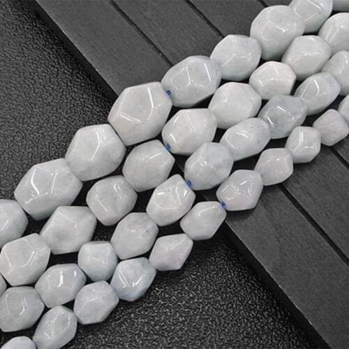 Faceted Freeform Blue Aquamarines Beads Natural Stone Beads For Jewelry Making Beads 15'' Needlework DIY Beads Trinket For Women