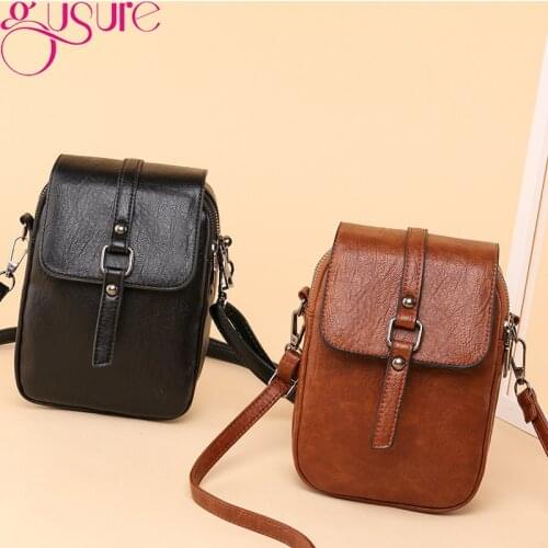 Gusure Women Mini Crossbody Bags Handbags and Purse Mobile Phone Wallets Female PU Leather Fashion Shoulder Bag Coin Purses