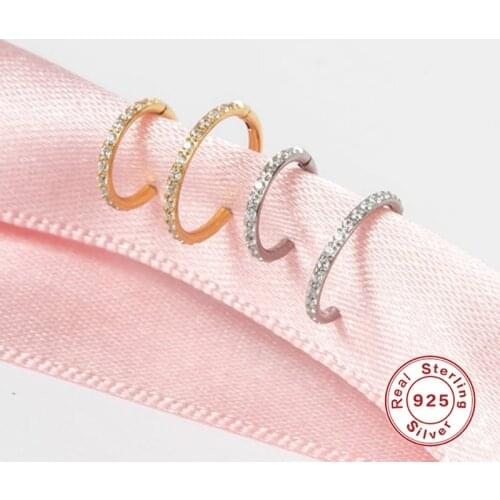 100% Real 925 Sterling Silver Cartilage Nose Ring Hoop For Woman Girls Boy Unisex Stud Rings Nose Piercing Body Jewelry Gift