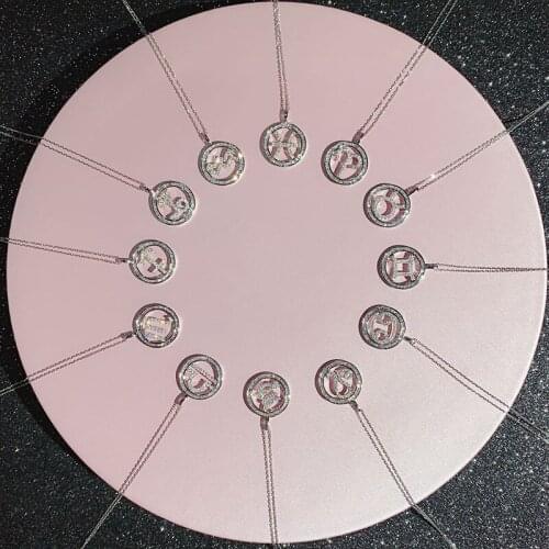 12 constellations Lovers Lab Diamond Pendant Real 925 Sterling Silver Charm Party Wedding Pendants Necklace For Women Jewelry