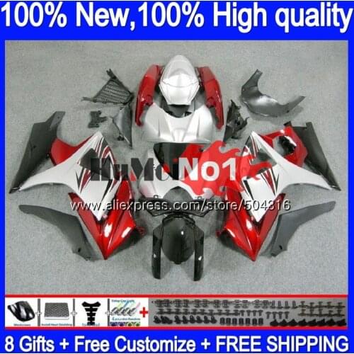 Body For SUZUKI GSXR1000 K7 GSX-R1000 GSXR 1000 22MC.15 1000CC GSXR-1000 07 08 GSX R1000 2007 2008 07 08 Fairings Red silvery