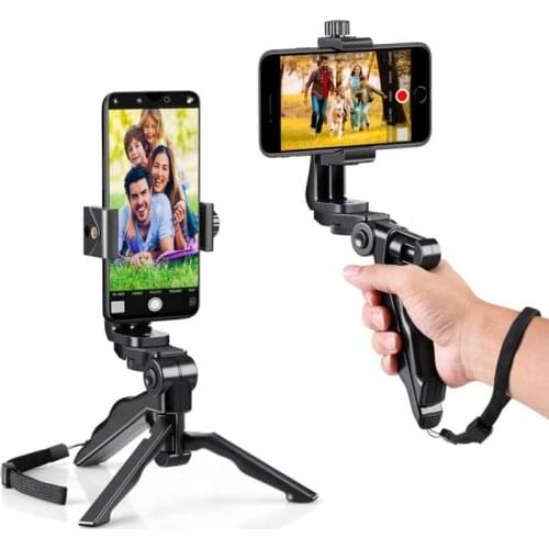 Mini 2-in-1 Desktop Handheld Rotatable Tripod Stand For Facebook Live Multi-Use 360° Rotation Smartphone Tripod Grip Stabilizer