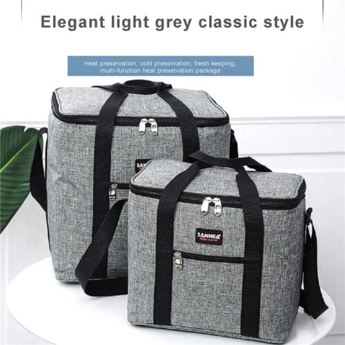 Fashion Large Capacity Food Insulated Warm Bag, Leakproof Zipper Portable Cooler Bag for Outdoor Travel Beach Picnic Camping