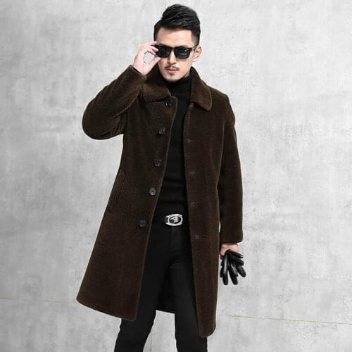 2020 New Autumn Winter Mens Real Fur Coat Man Long Sheep Shearing Jacket Male Plus Size 4xl Natural Lamb Fur Overcoat Z53