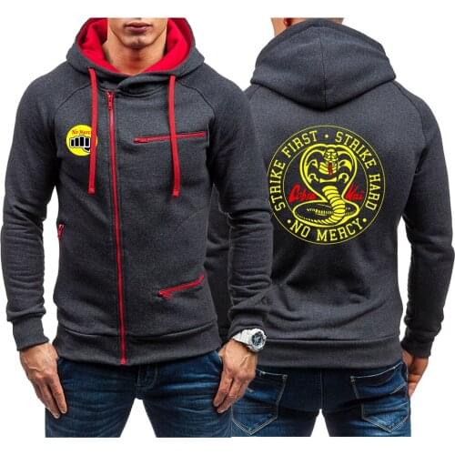 Cobra Kai No Mercy 2021 Mens High quality Printing Hoodies Winter Sweatshirt Casual Loose Zip Up Hooded Pullovers Streetwear