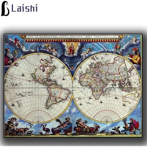 New 5D DIY Diamond Painting Antique Map World Diamond Embroidery full Square Drills Embroidery Cross Stitch Rhinestone Mosaic