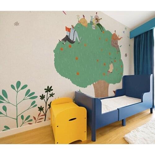 Bacaz Newest 3d Abstract Cartoon apple tree photo Wall Mural for Kids Room Kindergarten 8d wall Mural Wallpaper Mural Decor