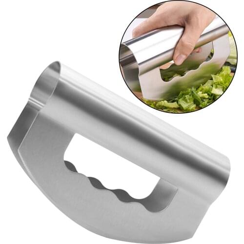 Stainless Steel Salad Knife Chopper w/ Protective Cover Salad Cutter Mincing Knife for Salad and Vegetable Mincing Home