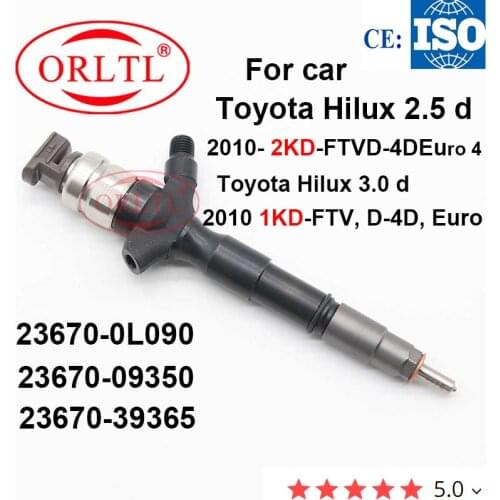 ORLTL NEW Fuel injector Nozzle 23670-09350 23670-39365 2367009350 2367039365 for Toyota Hilux 3.0 d 2010- 1KD-FTV, D-4D, Euro