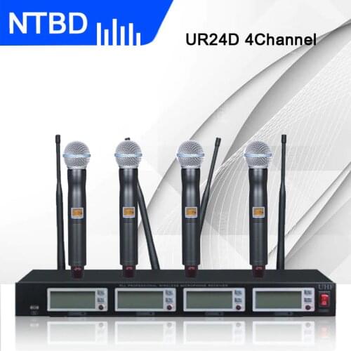 NTBD Stage Performance Home KTV Party UR24D Professional 4 Channel 4 Wireless Microphone System headset/Lavalier Microphone