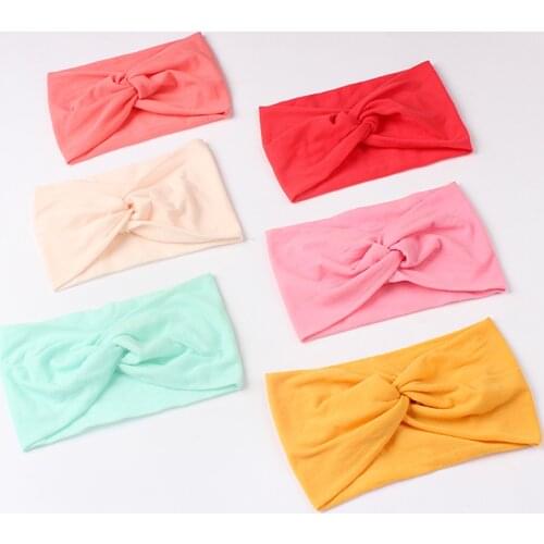 Simple And Comfortable Childrens Hair Band Hair Accessories Baby Solid Color Nylon Cross-knotted Girl Hair Band 28 Colors