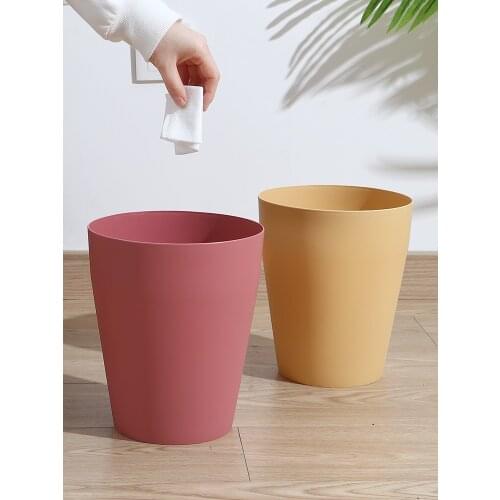Simple round trash can household creative kitchen trash storage bin bedroom bathroom office living room paper basket